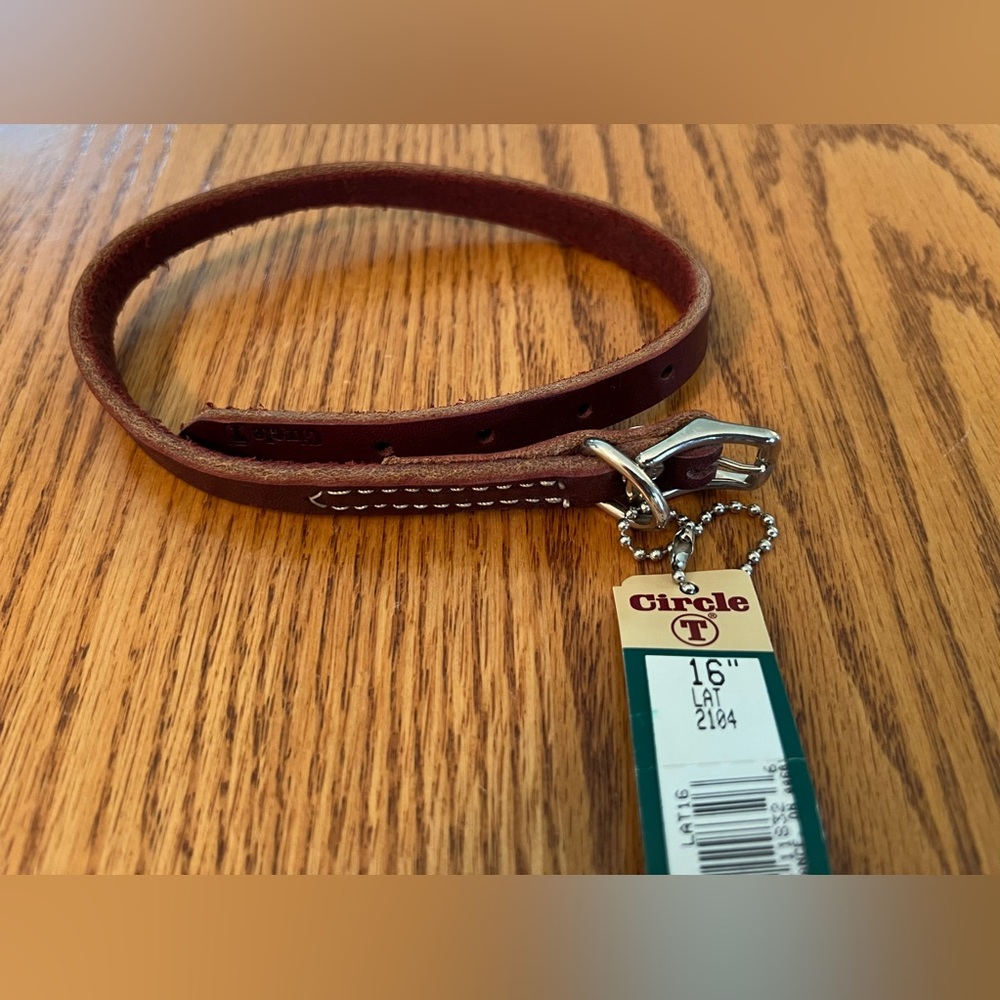 NWT Circle T 16” Tan Leather Dog Collar